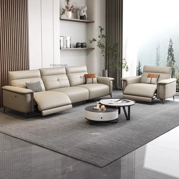 Luxury Electric Function Sofa Bed Modern Leather Living Room Sofas Italian Living Room Furniture Home Back Armrest Sofa Recliner - Image 4