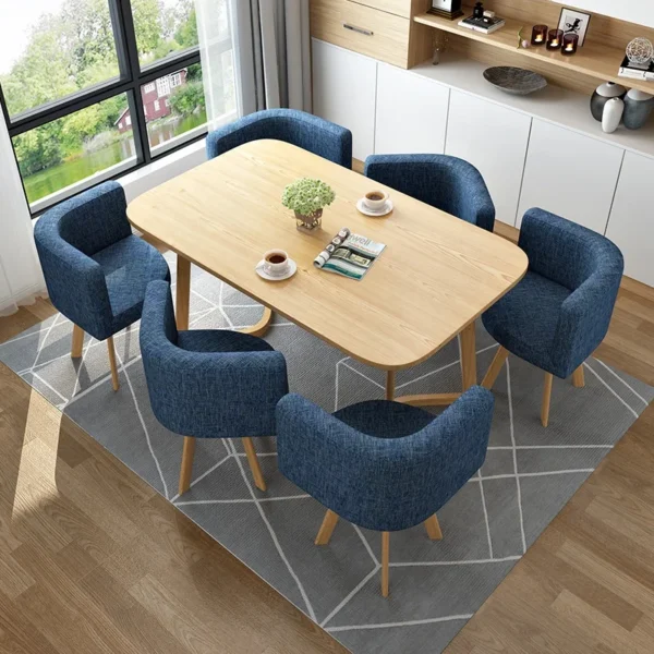 Hot-selling Modern Commercial High-quality Dining Room Reception Hall Rectangular Leather Dinning Set With 6 Chairs Dining Table - Image 5