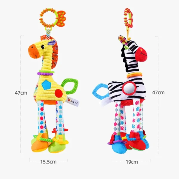 Soft Giraffe Zebra Animal Handbells Rattles Plush Infant Baby Development Handle Toys WIth Teether Baby Toy For Newborn Gifts - Image 6