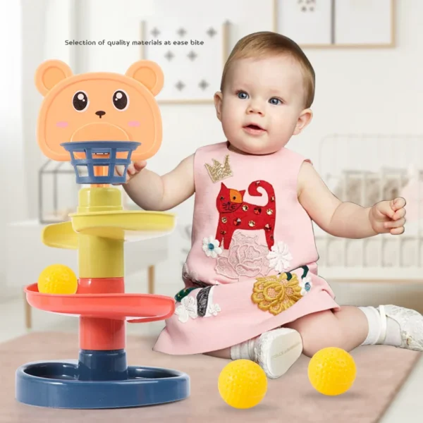 Baby Toys Rolling Ball Pile Tower Early Educational Toy For Babies Rotating Track Educational Baby Gift Stacking Toy For Kids - Image 3