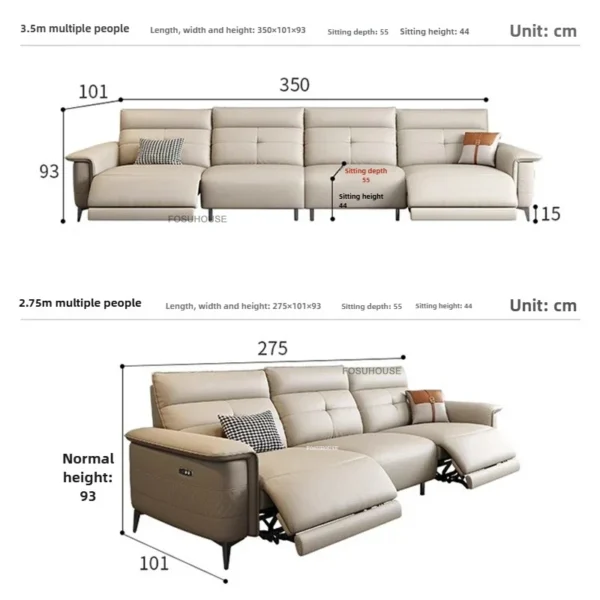 Luxury Electric Function Sofa Bed Modern Leather Living Room Sofas Italian Living Room Furniture Home Back Armrest Sofa Recliner - Image 6