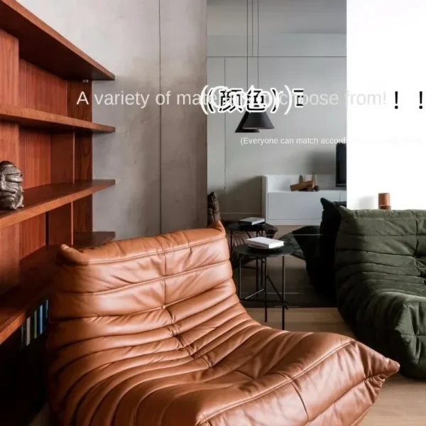 Unique Original Togo Style Leather Sofa Reclining Lazy Kids Seat Buttery Soft Replica Style Leather Sofa with Comfy Cushions - Image 3