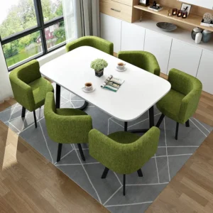 Hot-selling Modern Commercial High-quality Dining Room Reception Hall Rectangular Leather Dinning Set With 6 Chairs Dining Table