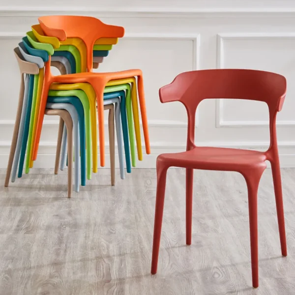 Simple Restaurant Kitchen Dining Chairs Nordic Living Room Bedroom Plastic Chair Modern Cloakroom Coffee Shop Back Armchairs G - Image 2