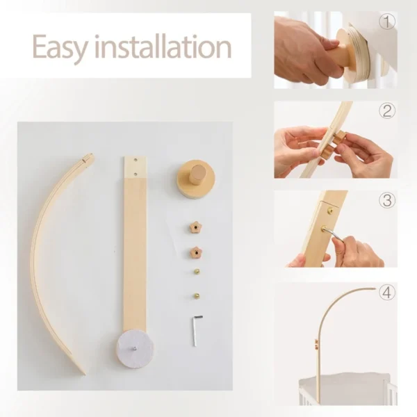 Baby Wooden Bed Bell Bend Bracket Mobile Hanging Rattles Toys Newborn Music Box Holder Bracket Infant Crib Toy Arm Bracket Gifts - Image 4