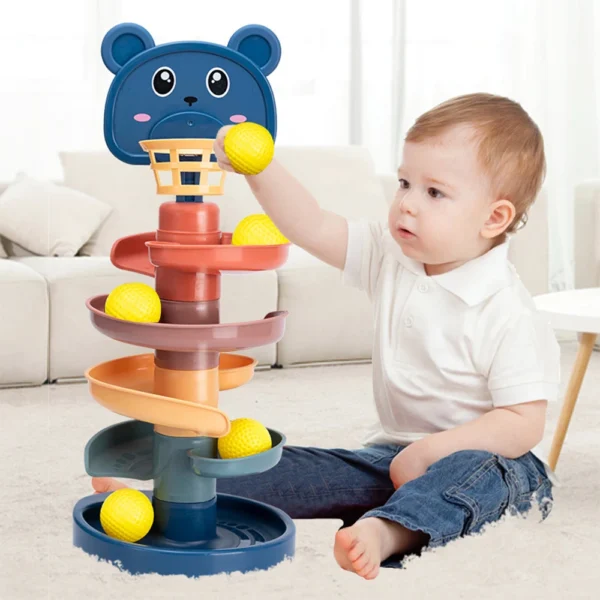 Baby Toys Rolling Ball Pile Tower Early Educational Toy For Babies Rotating Track Educational Baby Gift Stacking Toy For Kids - Image 2