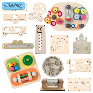 Montessori Busy Board Accessories Wooden Toy Combination Matching Doorbell Gear Graphics Educational Toy Education Trainig Toy