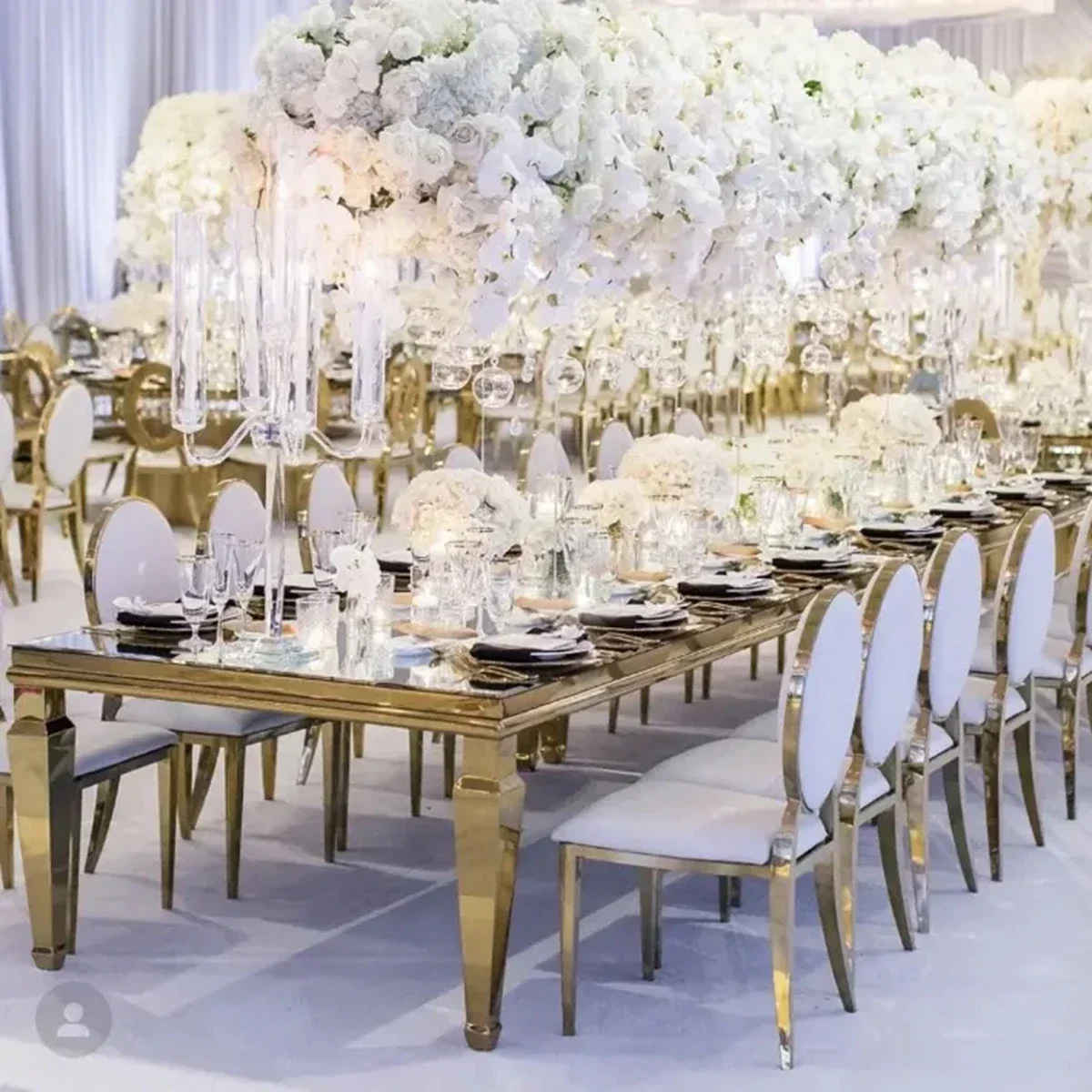 High Quality Hotel Events Dining Furniture Gold Metal Iron Event Chairs Stainless Steel Wedding Chair