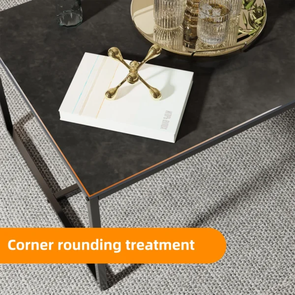LUVODI 1M Long Rectangle Living Room Coffee Table Sofa Side Table with White Black Grey Marble Tabletop - Image 4
