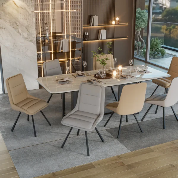 Set Of 2 360° Rotatable Upholstered Dining Room Chairs Leisure Kitchen Accent Chair High Back Design, Sponge Filling - Image 3