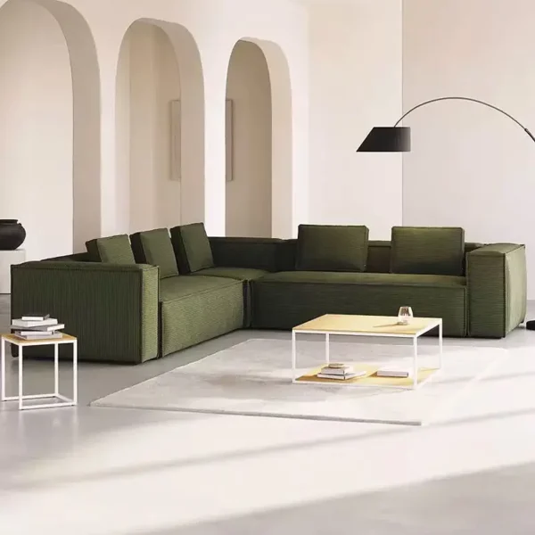 Modern Simplicity Living Room Sofa Corduroy Material Block Shape Sofa Sponge Filling Vacuum Compression Multi-Person Sofa Set - Image 3