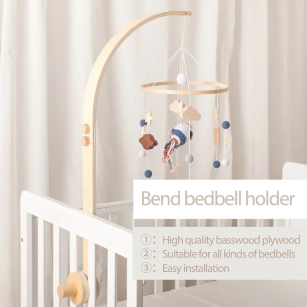 Baby Wooden Bed Bell Bend Bracket Mobile Hanging Rattles Toys Newborn Music Box Holder Bracket Infant Crib Toy Arm Bracket Gifts - Image 2