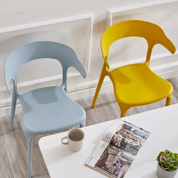 Simple Restaurant Kitchen Dining Chairs Nordic Living Room Bedroom Plastic Chair Modern Cloakroom Coffee Shop Back Armchairs G - Image 3