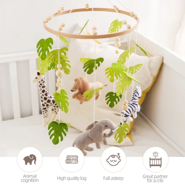Baby Crib Mobile Rattle Toy For 0-12 Months Cartoon Felt Forest Animal Bed Bell Hanging Wooden Bracket Mobile Newbaby Rattle Toy - Image 4