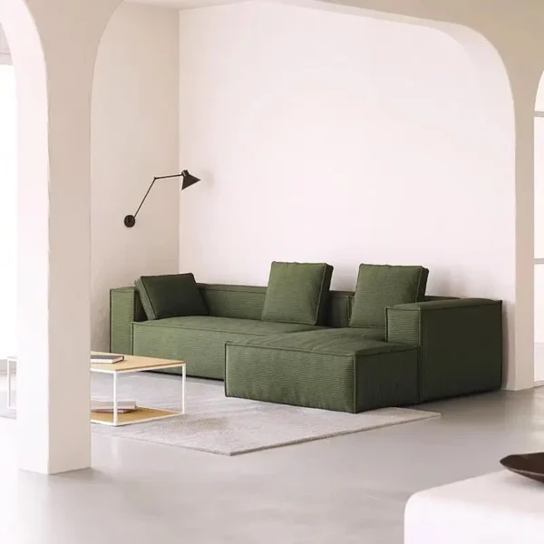 Modern Simplicity Living Room Sofa Corduroy Material Block Shape Sofa Sponge Filling Vacuum Compression Multi-Person Sofa Set - Image 5