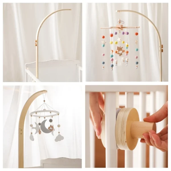 Baby Wooden Bed Bell Bend Bracket Mobile Hanging Rattles Toys Newborn Music Box Holder Bracket Infant Crib Toy Arm Bracket Gifts - Image 6