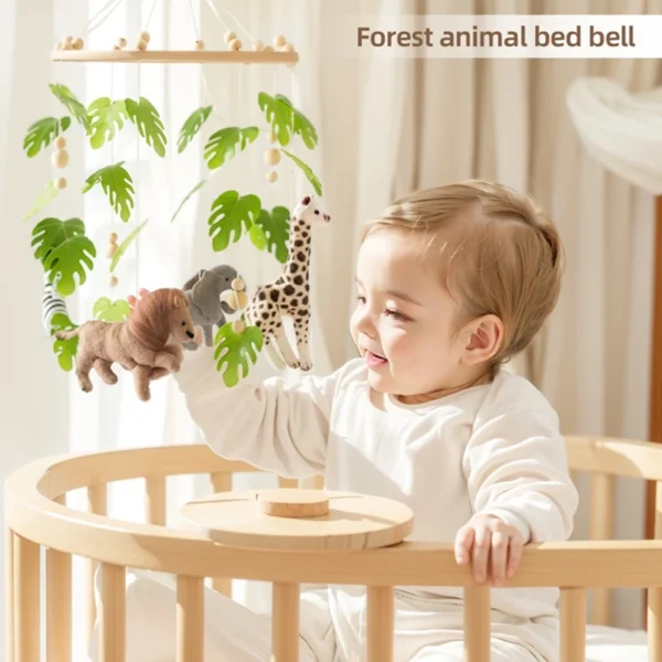 Baby Crib Mobile Rattle Toy For 0-12 Months Cartoon Felt Forest Animal Bed Bell Hanging Wooden Bracket Mobile Newbaby Rattle Toy - Image 6