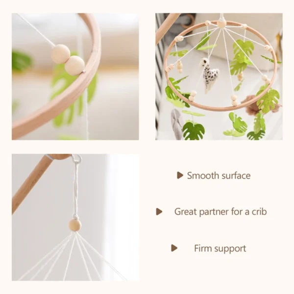 Baby Crib Mobile Rattle Toy For 0-12 Months Cartoon Felt Forest Animal Bed Bell Hanging Wooden Bracket Mobile Newbaby Rattle Toy - Image 5