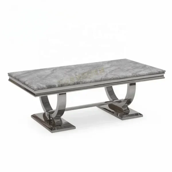 Dining Table and Chairs Set with Marble Top Stainless Steel Frame Table and Chair Set Easy to Clean Panels Dining Room Furniture - Image 5