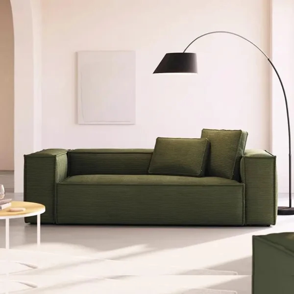 Modern Simplicity Living Room Sofa Corduroy Material Block Shape Sofa Sponge Filling Vacuum Compression Multi-Person Sofa Set - Image 2