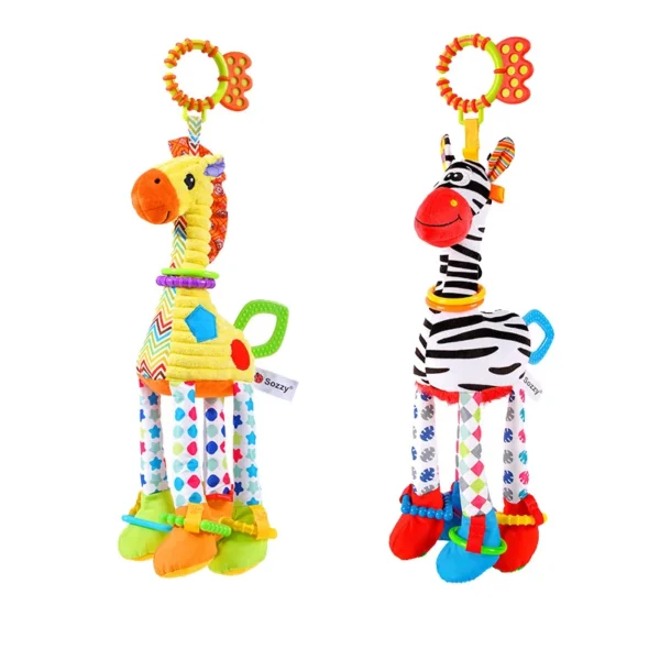 Soft Giraffe Zebra Animal Handbells Rattles Plush Infant Baby Development Handle Toys WIth Teether Baby Toy For Newborn Gifts - Image 5