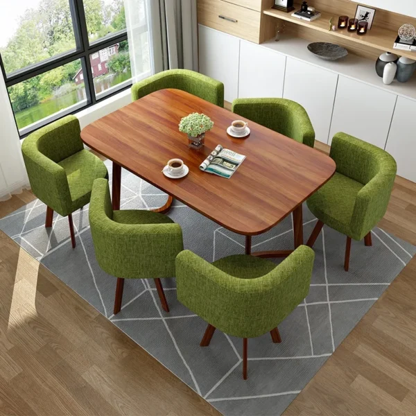 Hot-selling Modern Commercial High-quality Dining Room Reception Hall Rectangular Leather Dinning Set With 6 Chairs Dining Table - Image 2