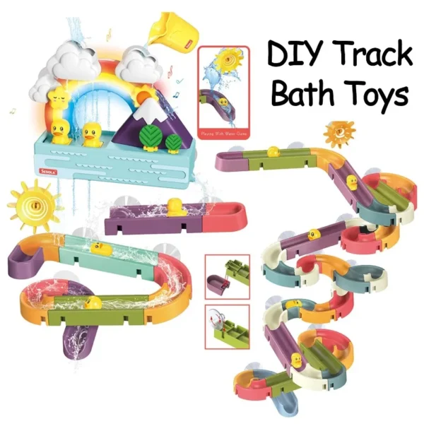 Baby DIY Assembling Track Slide Suction Cup Toys Bath Tub Toys Baby Bathroom Bathtub Shower Toy Set Duck Water Toys for Children - Image 2
