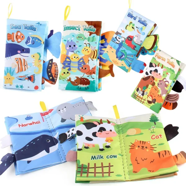Baby Cloth Book Toys Cartoon Animals Tail Educational Ringed Paper Cloth Book Toys Enlightenment Baby Toys 0-12 Months Gifts - Image 4